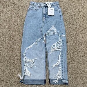 Distressed Denim Skirt